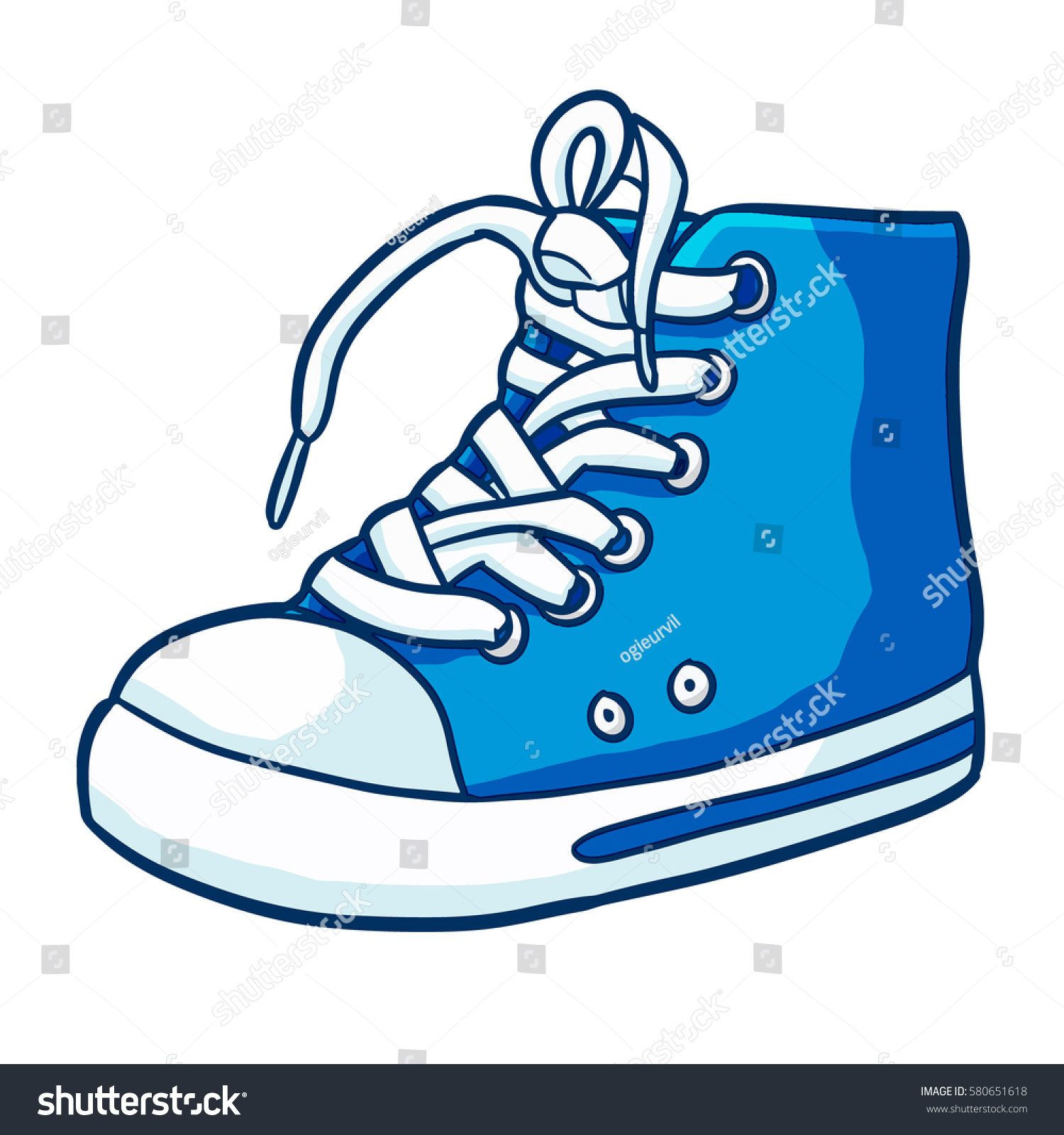 Cute Cool Blue Sneaker Cartoon Style Stock Vector (Royalty Free ...