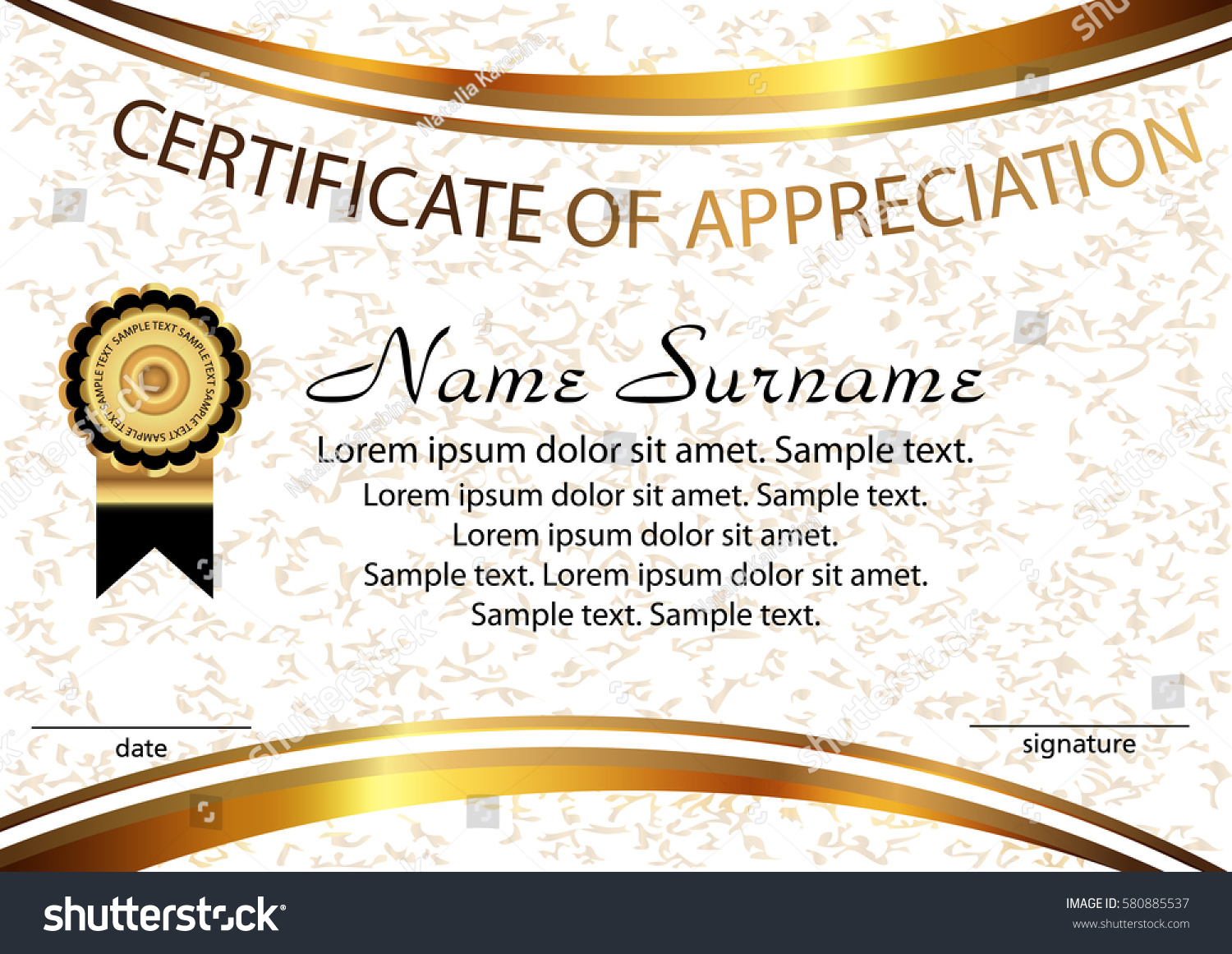 Template Certificate Appreciation Elegant Background Winning Stock ...