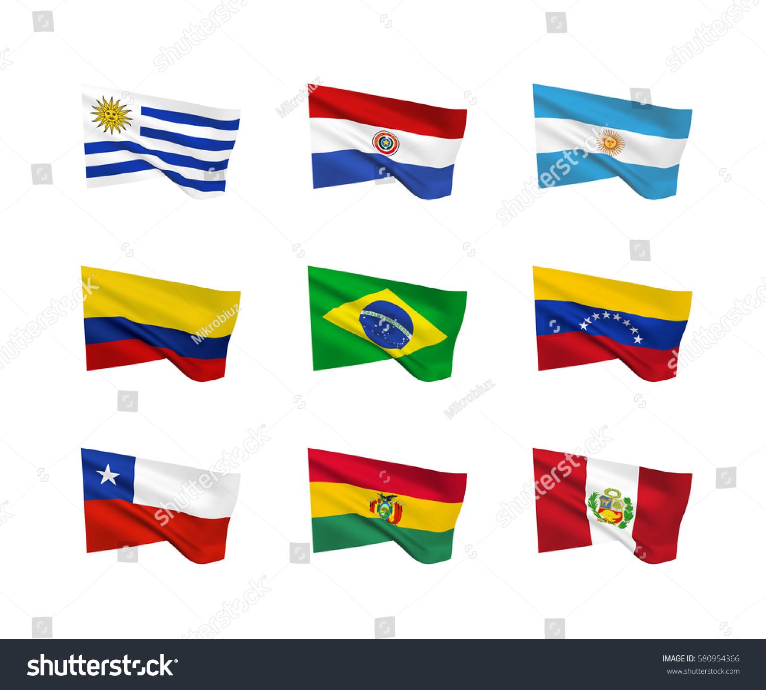 Vector Flags South American Countries Set Stock Vector (Royalty Free ...