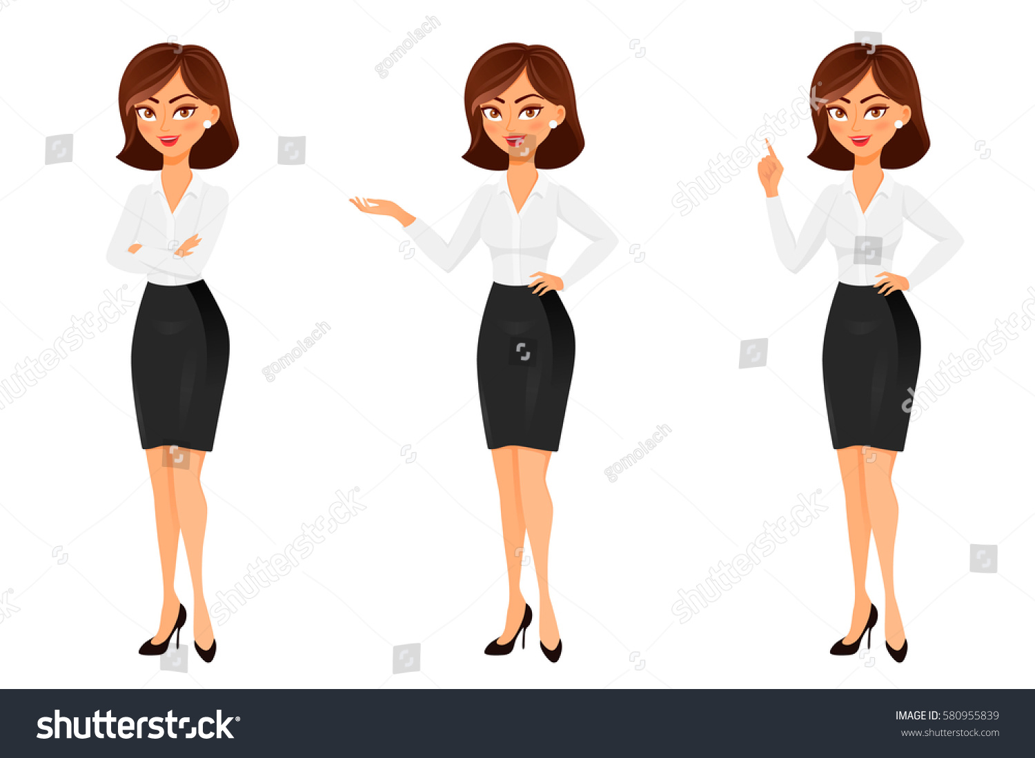 Vector Businesswoman Different Poses Stock Vector (Royalty Free ...