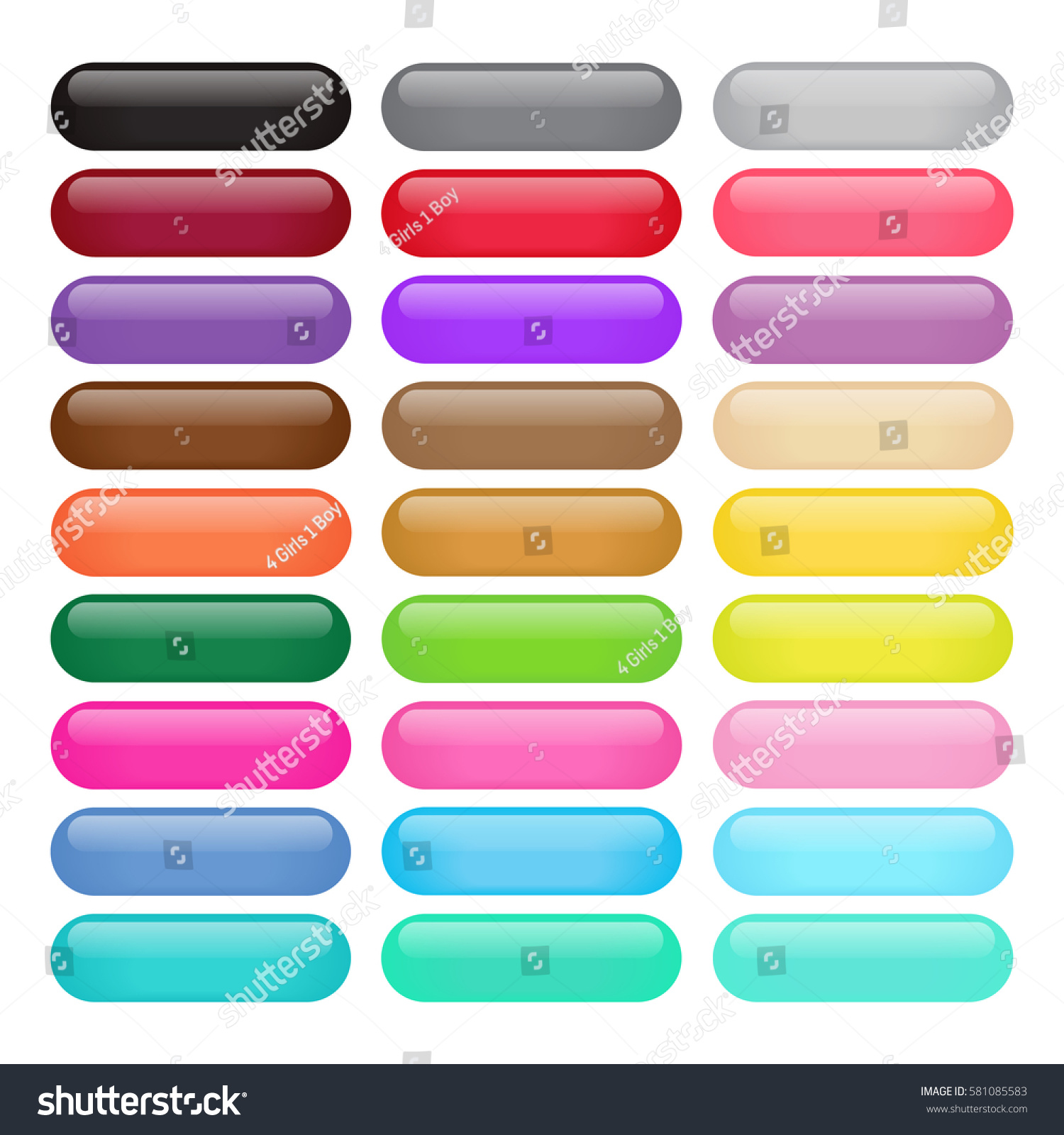 Colorful Round Rectangle Glossy Buttons Vector Stock Vector (Royalty ...