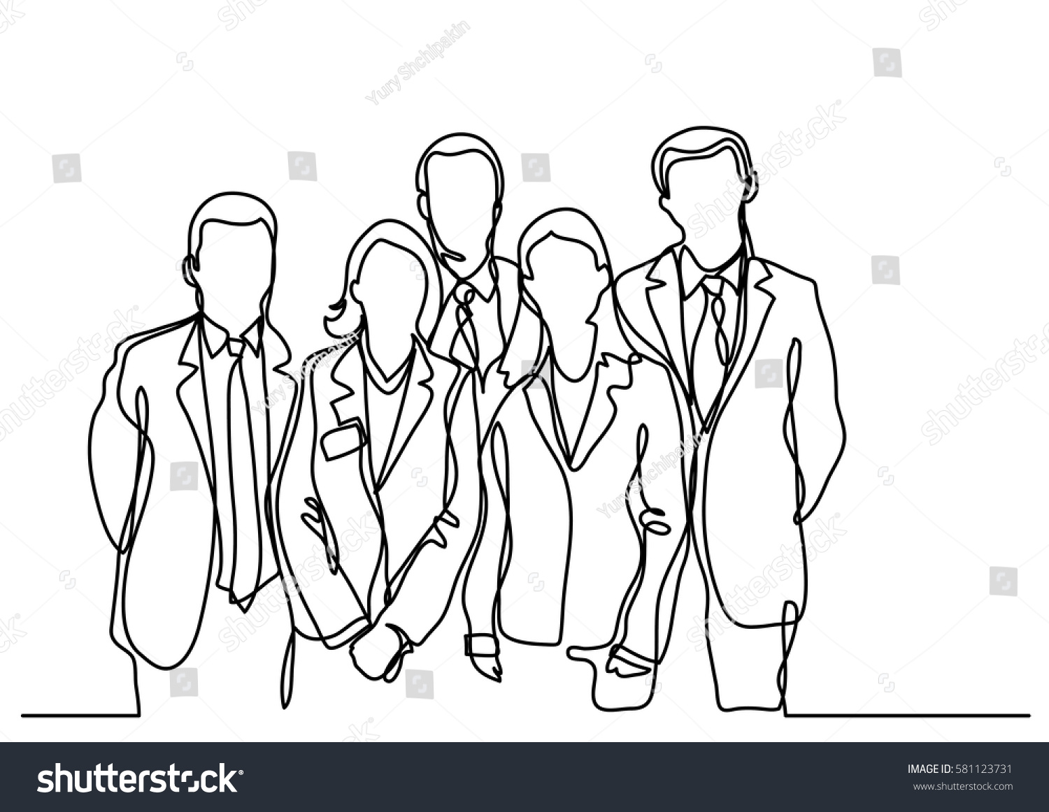 Continuous Line Drawing Team Employees Stock Vector (Royalty Free ...