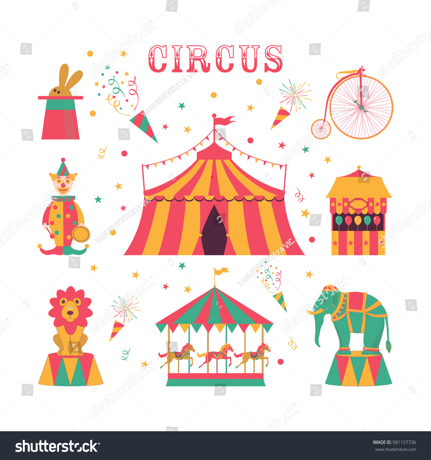 Circus Set Tent Clown Game Pavilion Stock Vector (Royalty Free ...