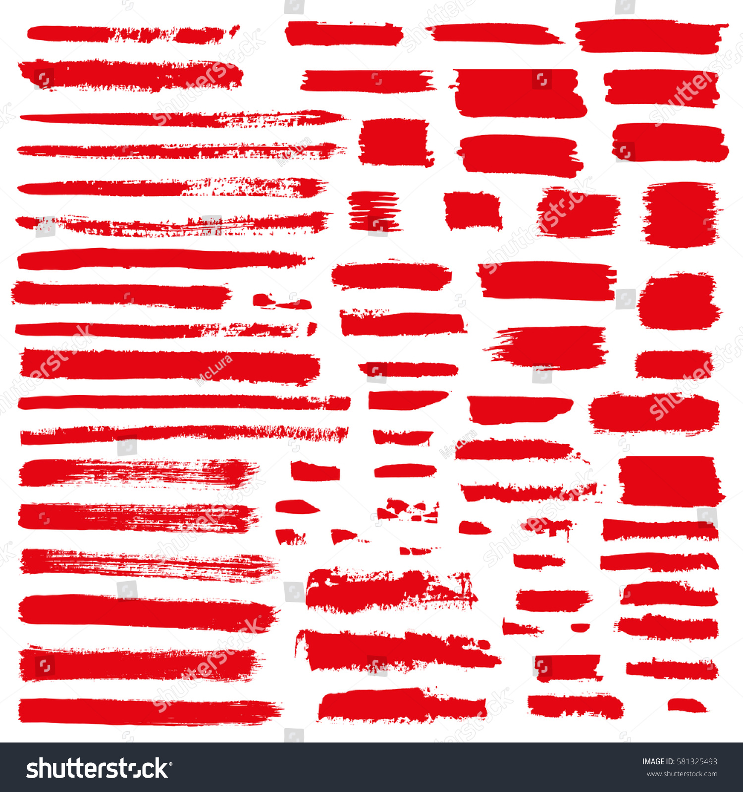 Red Vector Brush Strokes Paint On Stock Vector (Royalty Free) 581325493 ...