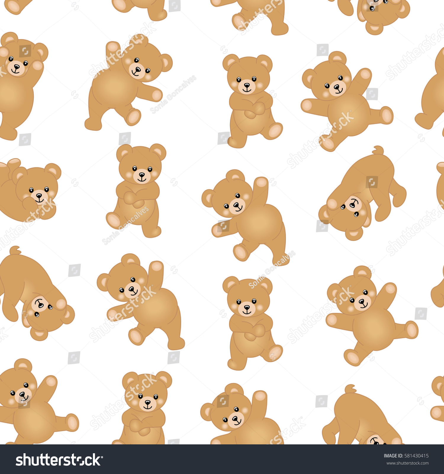 Baby Teddy Bear Seamless Pattern Background Stock Vector (Royalty Free ...