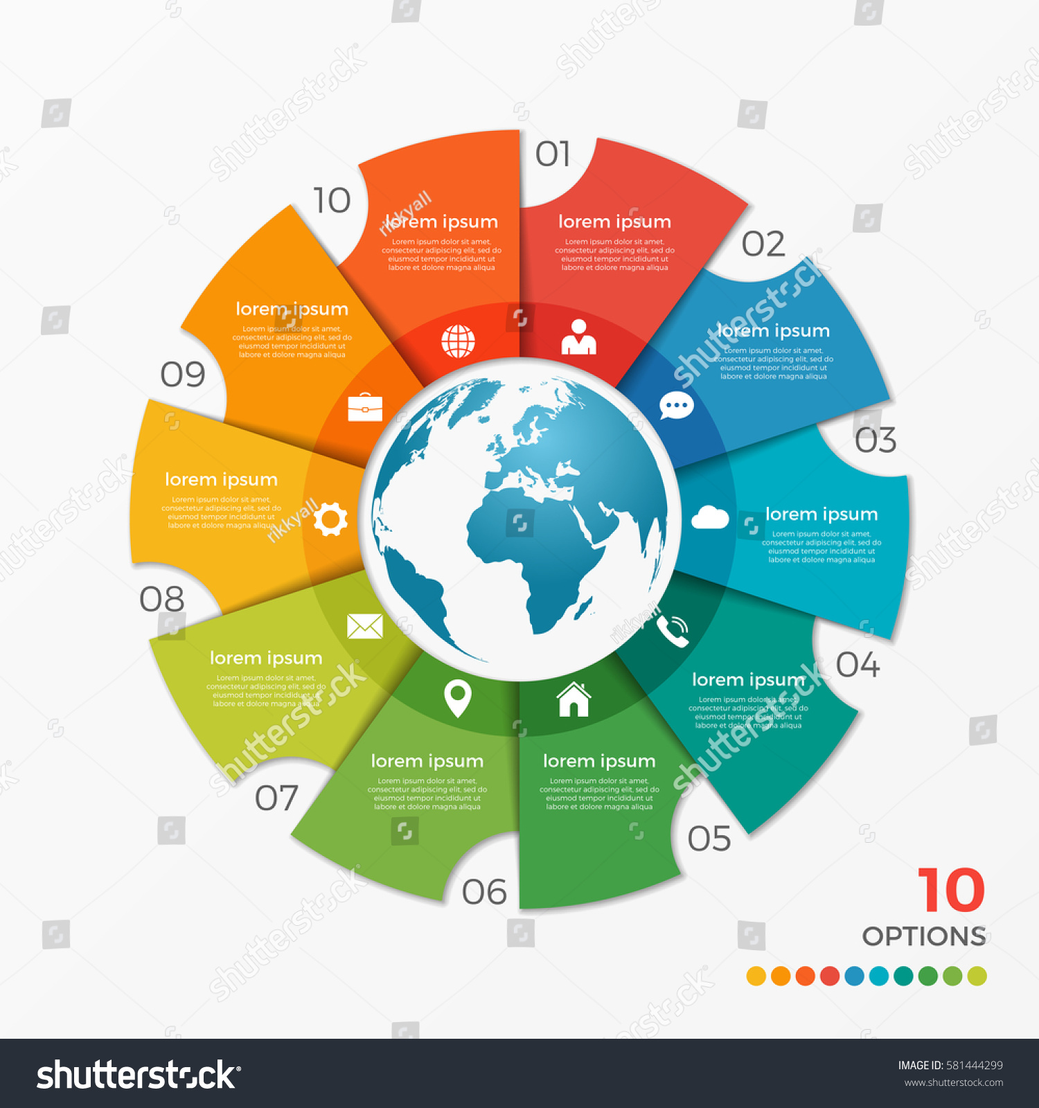 Circle Chart Infographic Template Globe 10 Stock Vector (Royalty Free ...