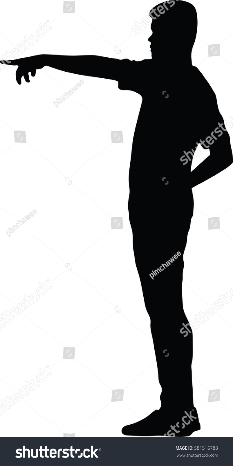 Silhouette Vector Men Indicating By Hand Stock Vector (Royalty Free ...