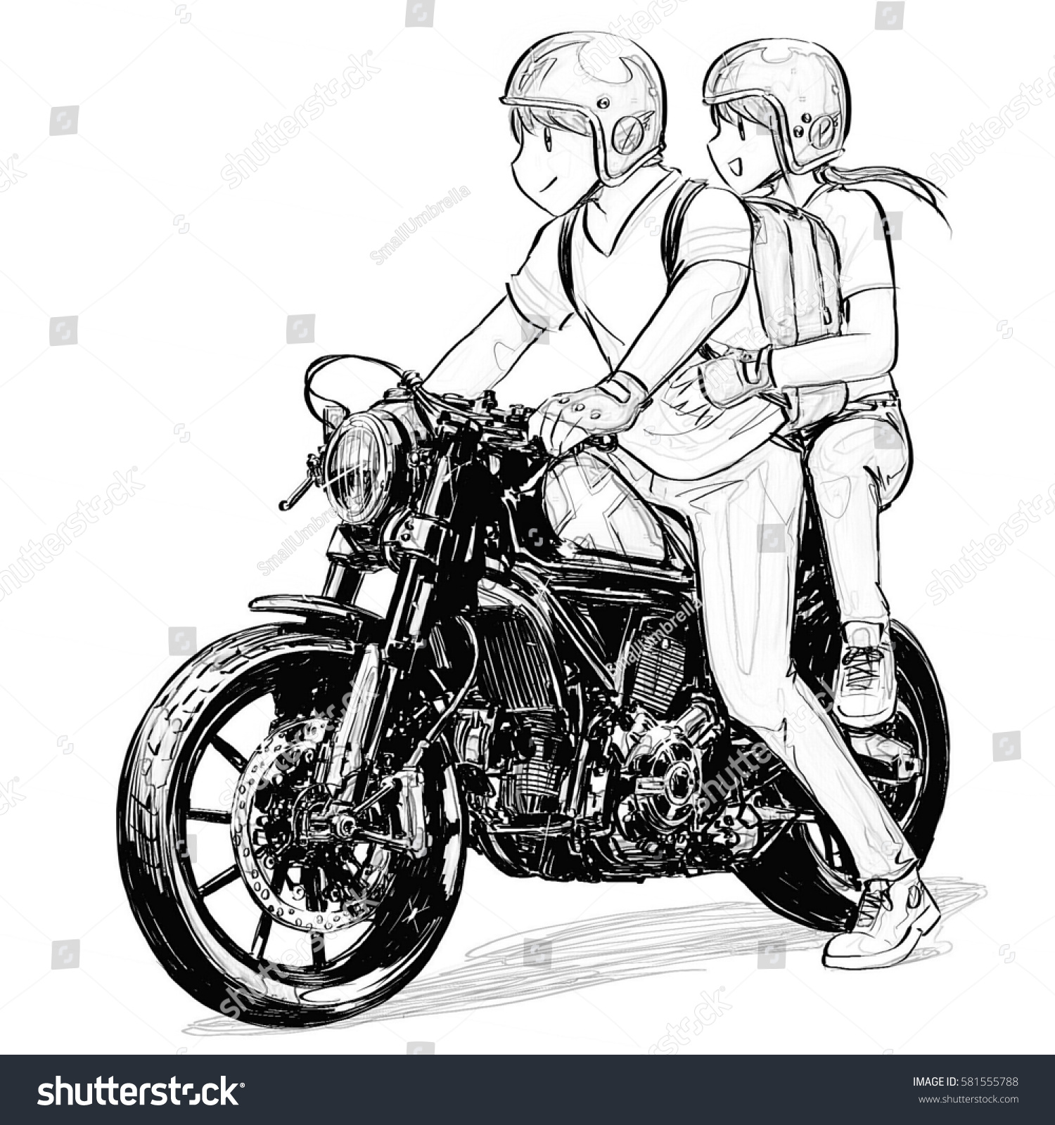 Нарисовать пару на мотоцикле