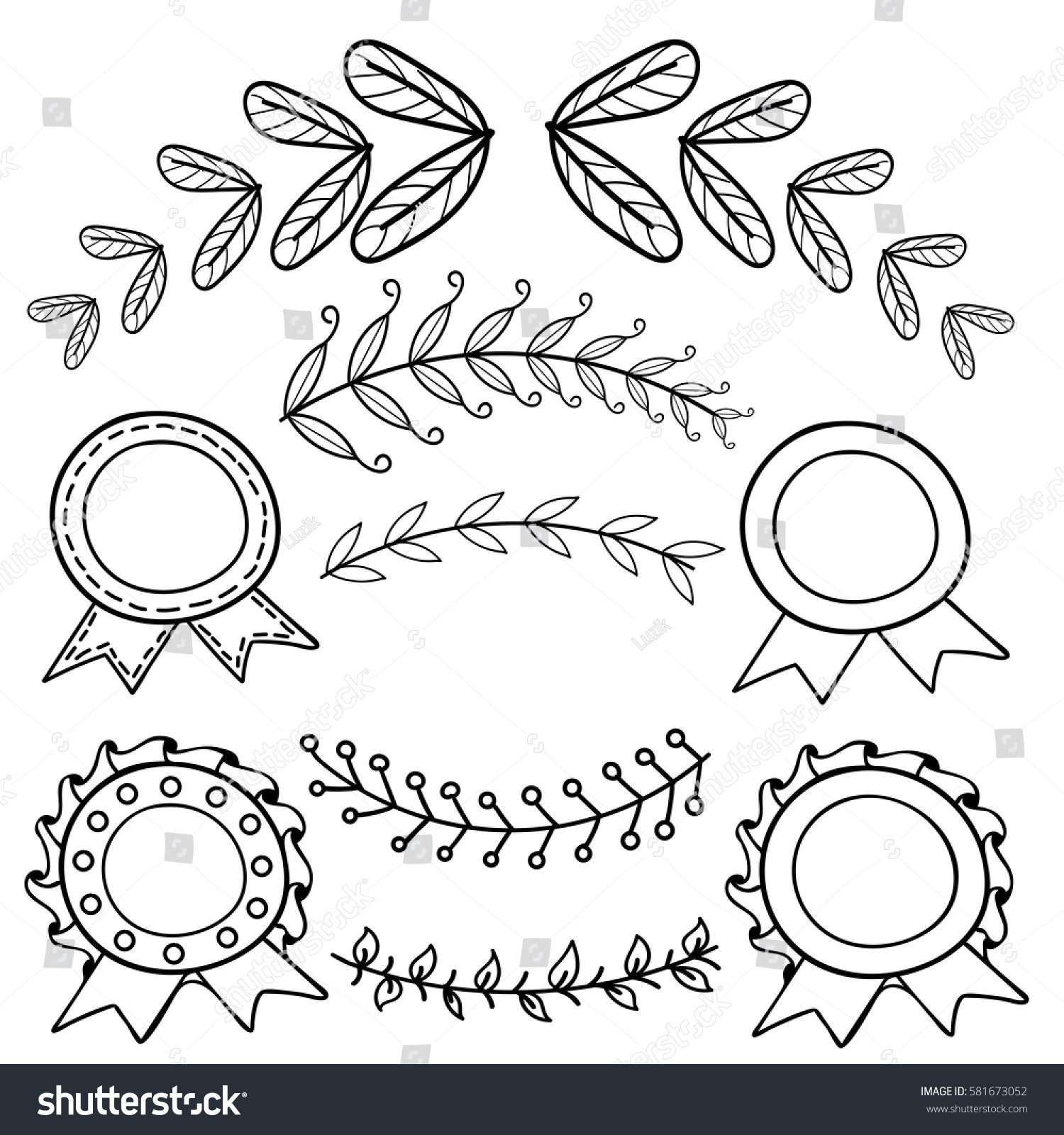 Hand Drawn Bullet Journal Elements Ribbon Stock Vector (Royalty Free