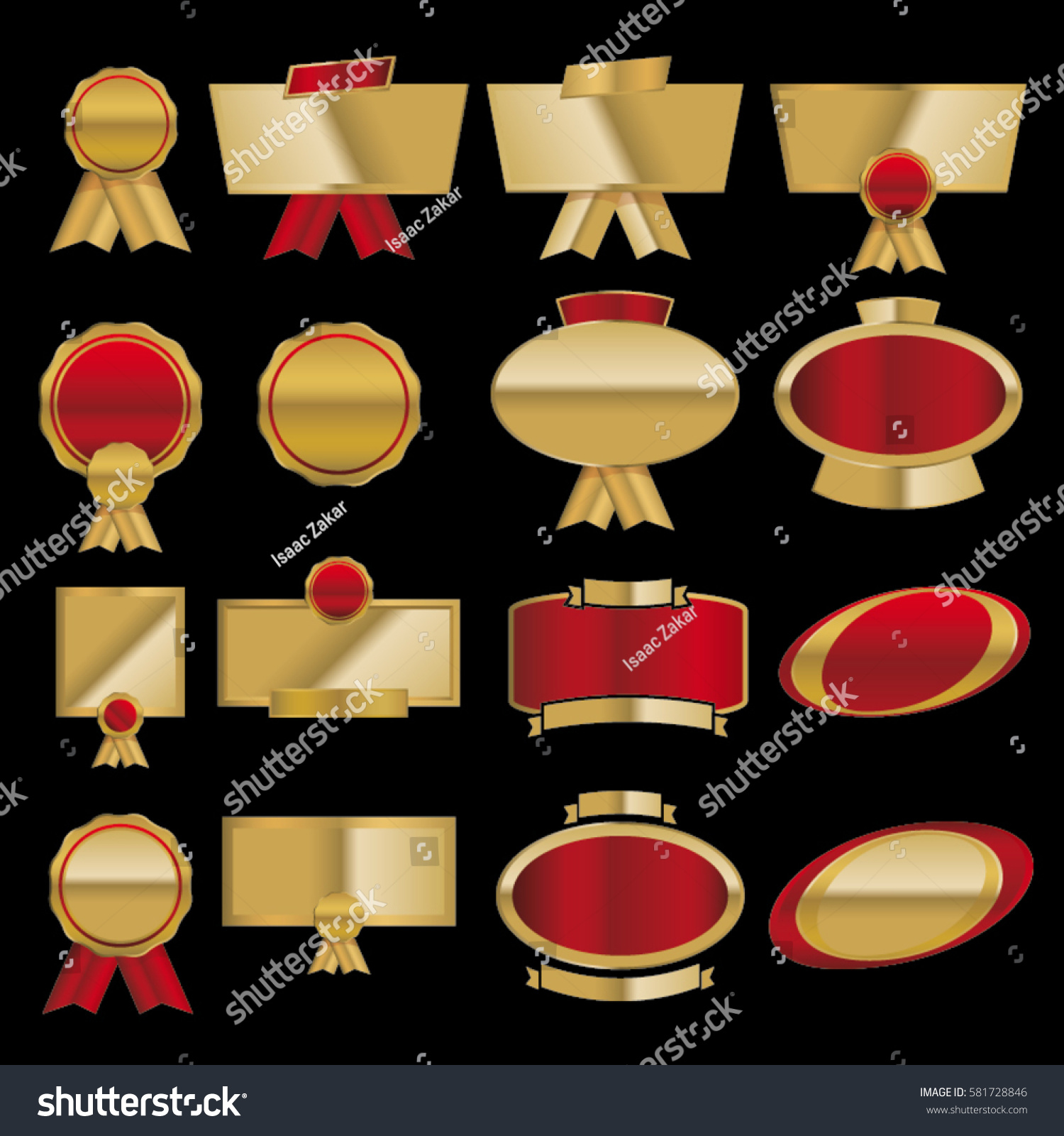 Vector Gold Red Logo Badges Frames Stock Vector (Royalty Free