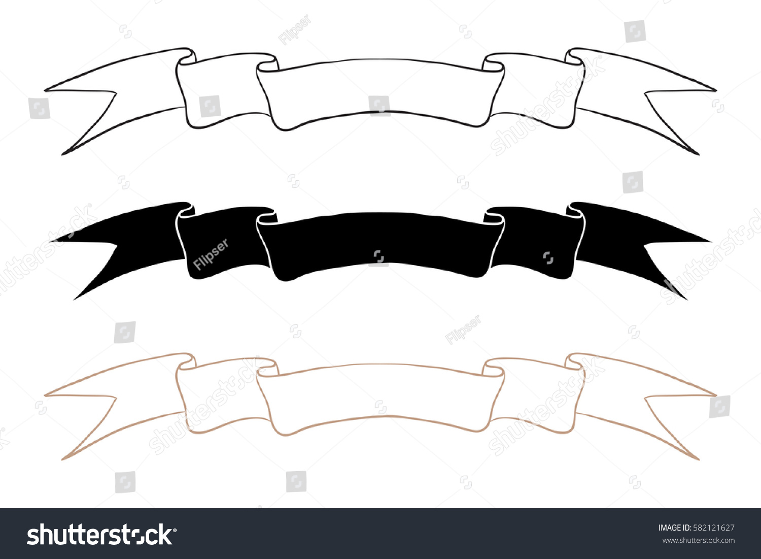 Ribbon Banner Hand Drawn Sketch Illustration Stock Illustration