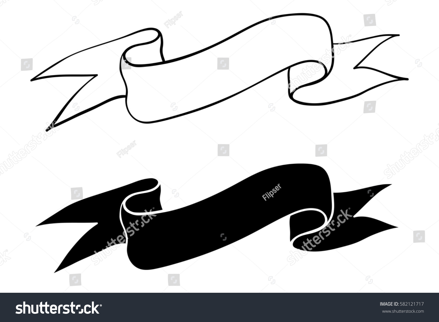 Ribbon Banner Hand Drawn Sketch Illustration Stock Illustration