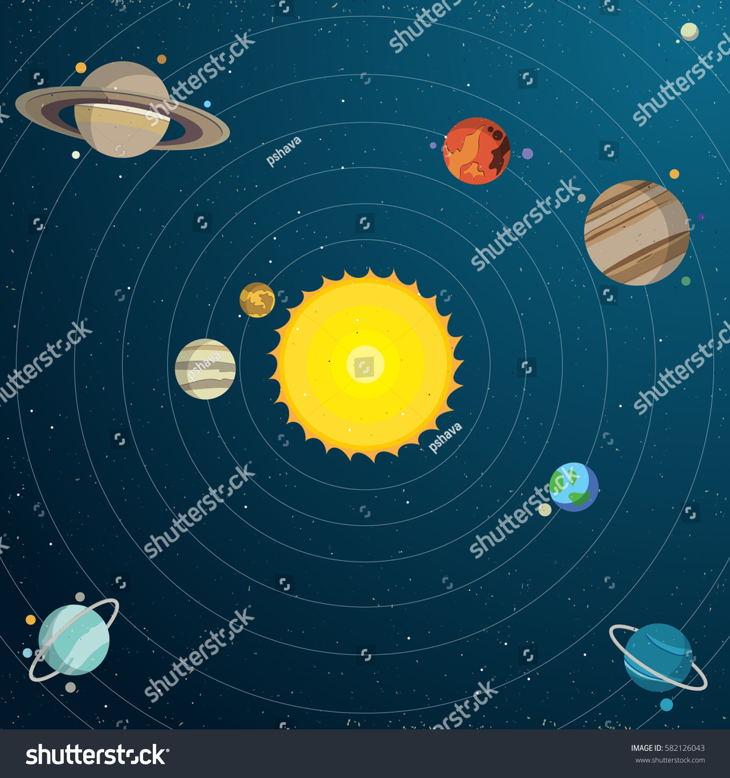 Solar System Flat Design Stock Vector (Royalty Free) 582126043 ...