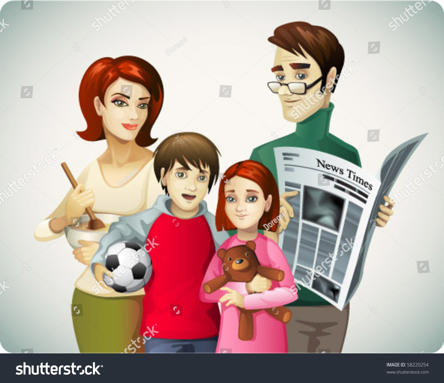 Векторная иллюстрация родители с детьми