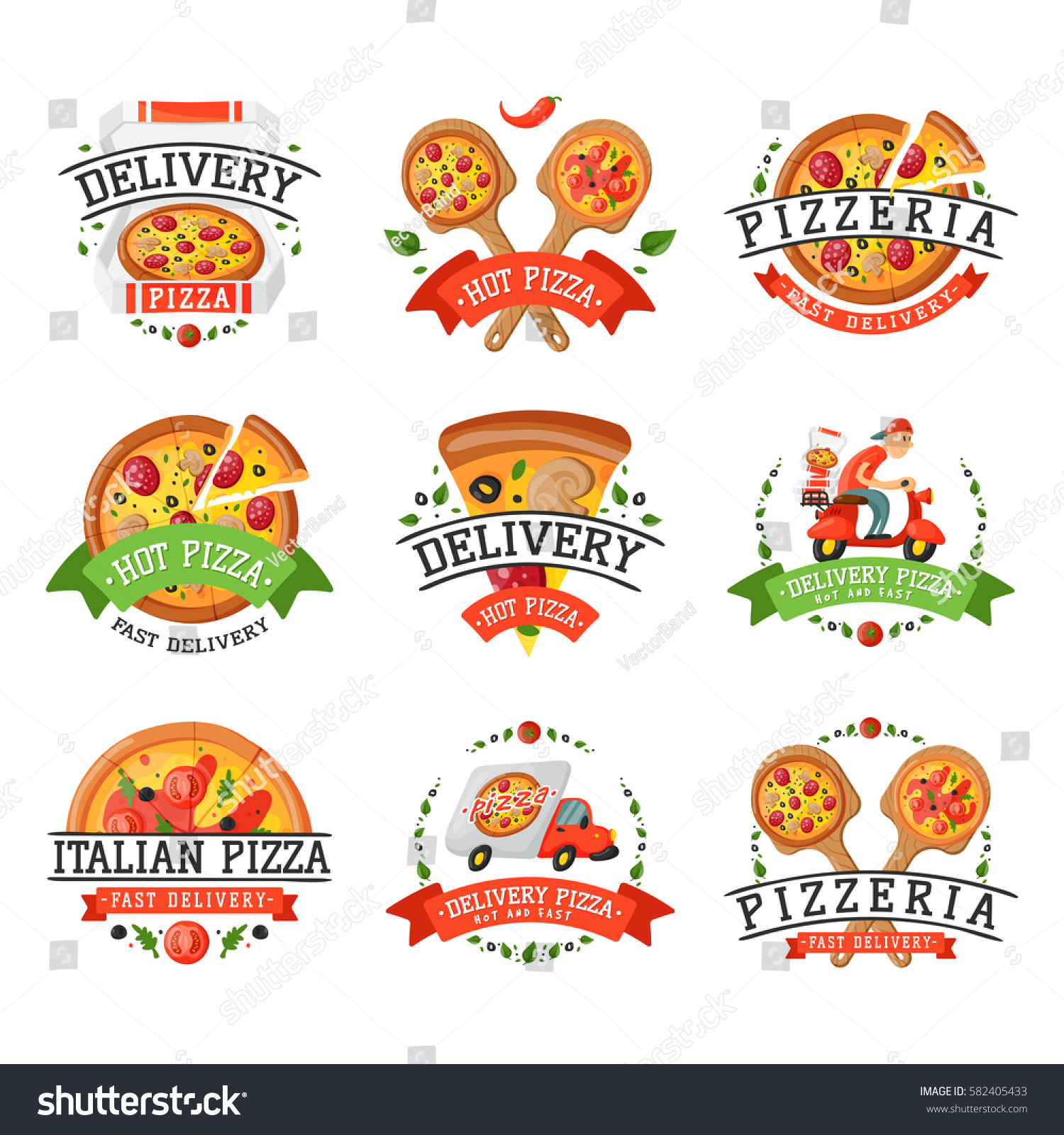 Delivery Pizza Badge Vector Illustration Stock Vector (Royalty Free ...