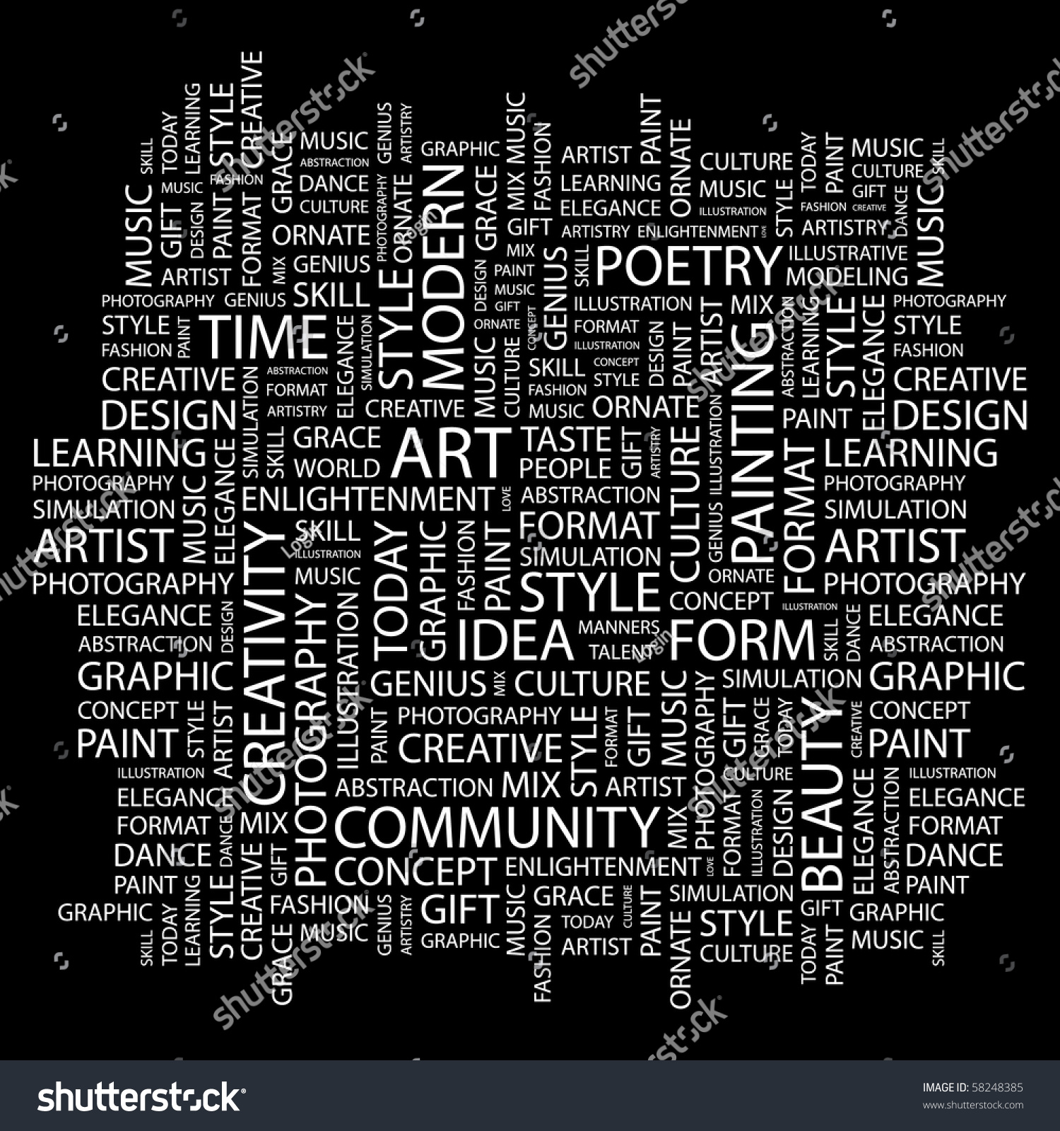 Art Word Collage On Black Background Stock Vector (Royalty Free ...