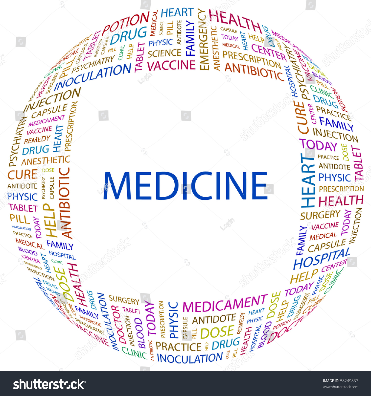 Medicine Word Collage On White Background Stock Vector (Royalty Free ...