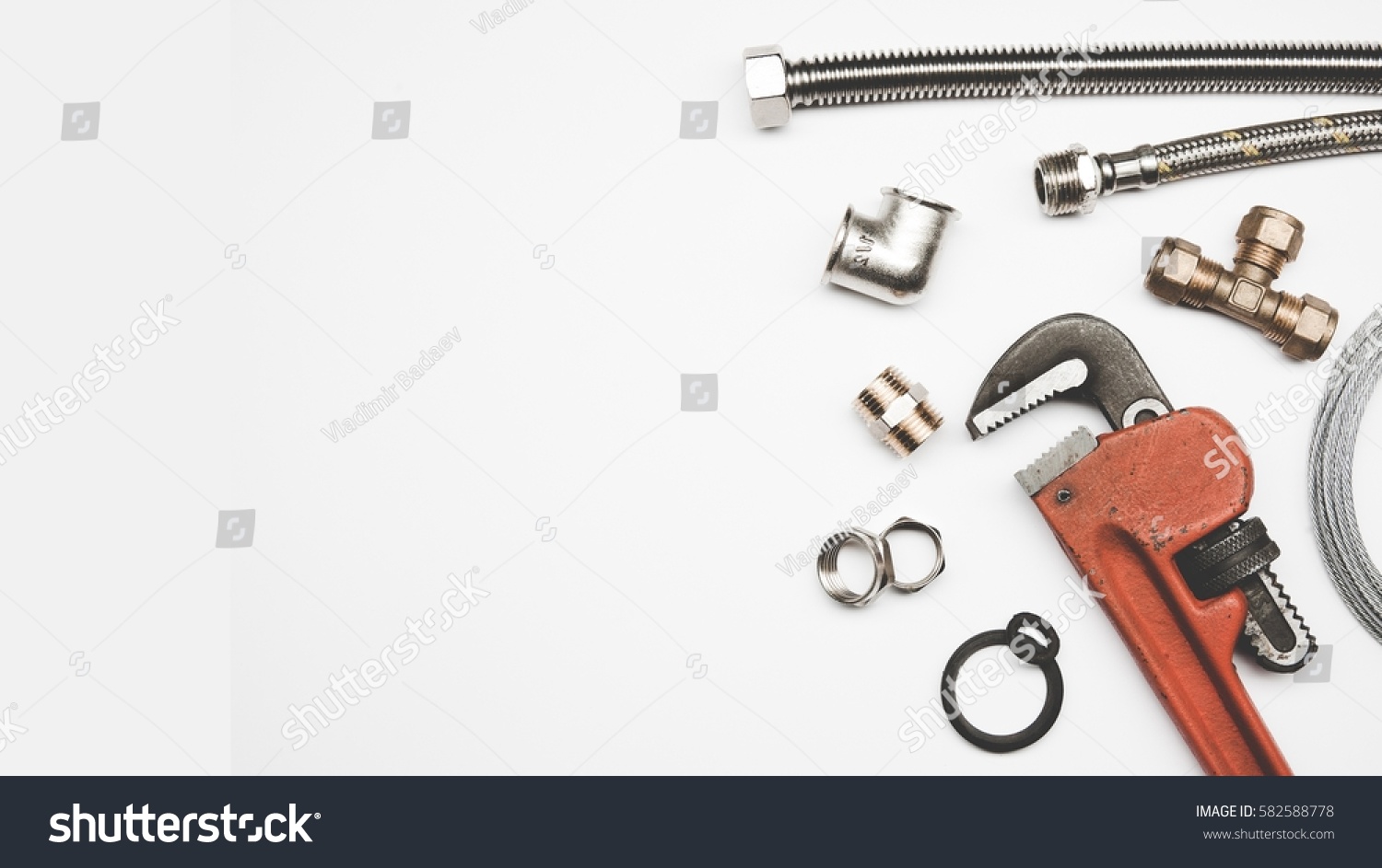 Plumbing Tools Equipment On White Background Stock Photo 582588778 ...