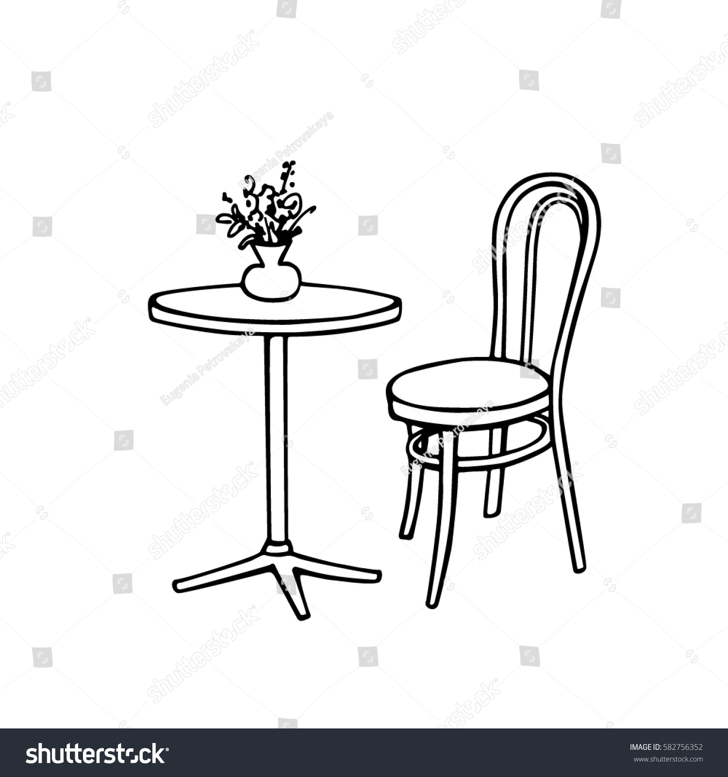 Нарисованное кафе со столиком