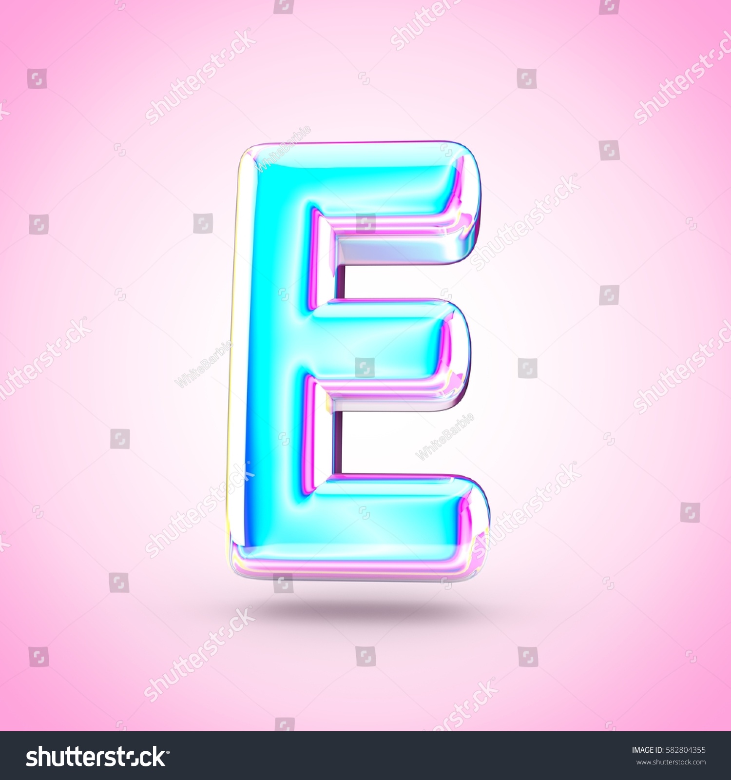 Glossy Holographic Letter E Uppercase 3d Stock Illustration 582804355 