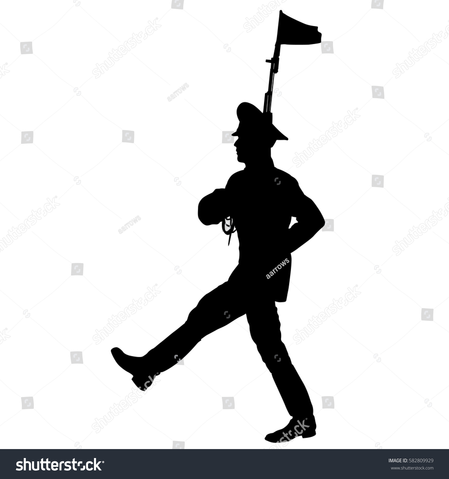 Black Silhouette Soldier Marching Arms On Stock Vector (Royalty Free ...