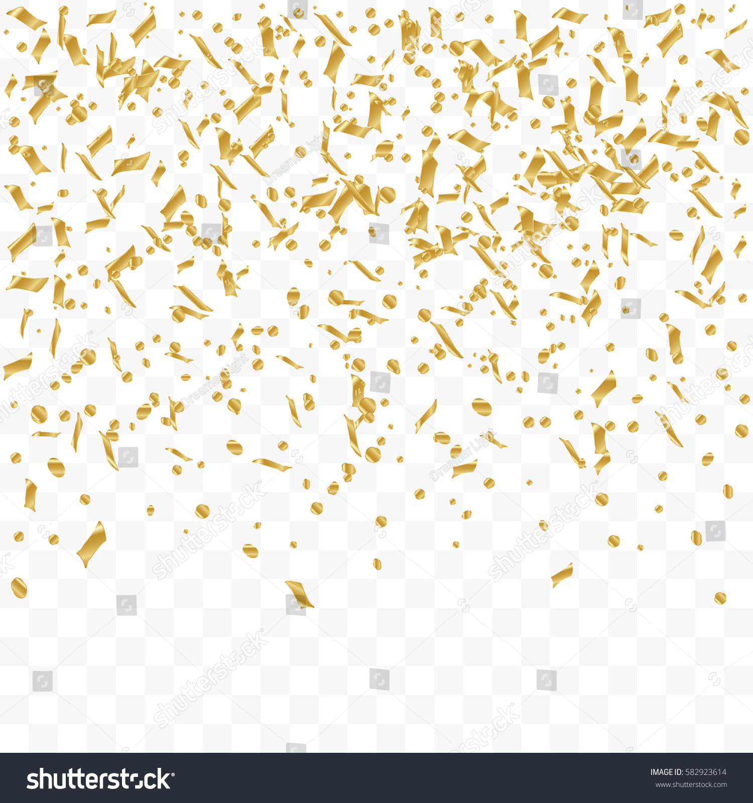 Golden Confetti Falling On Transparent Background Stock Vector (Royalty ...