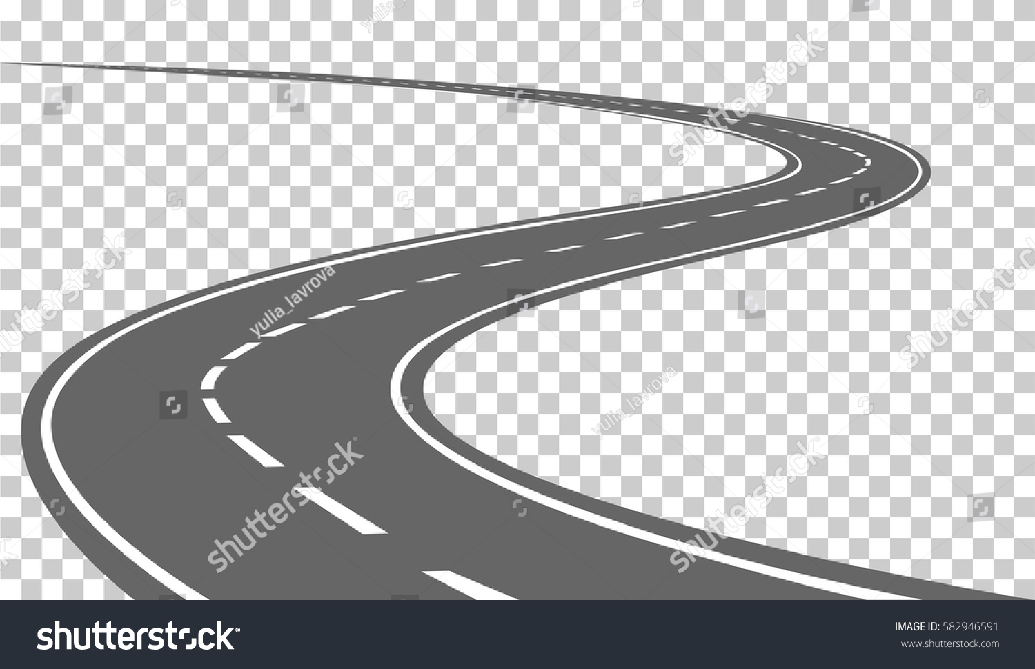 Curved Road White Markings Vector Illustration Stock Vector (Royalty ...