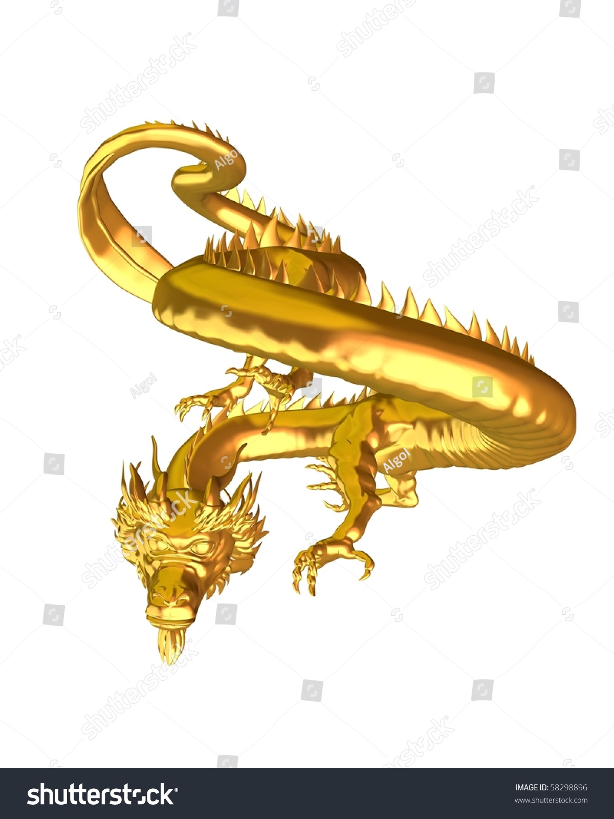 Китайский золотой дракон 3d