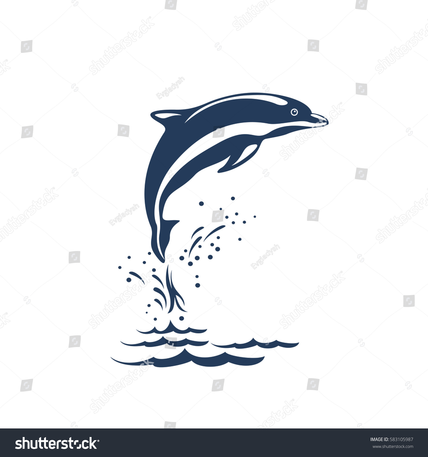 Дельфин с брызгами трафарет