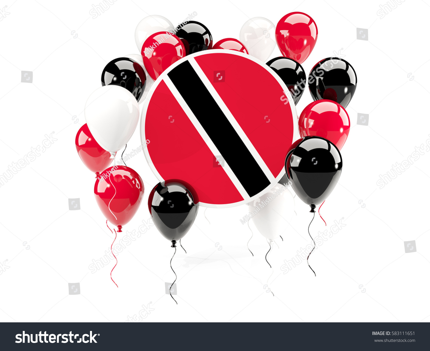Round Flag Trinidad Tobago Balloons Isolated Stock Illustration
