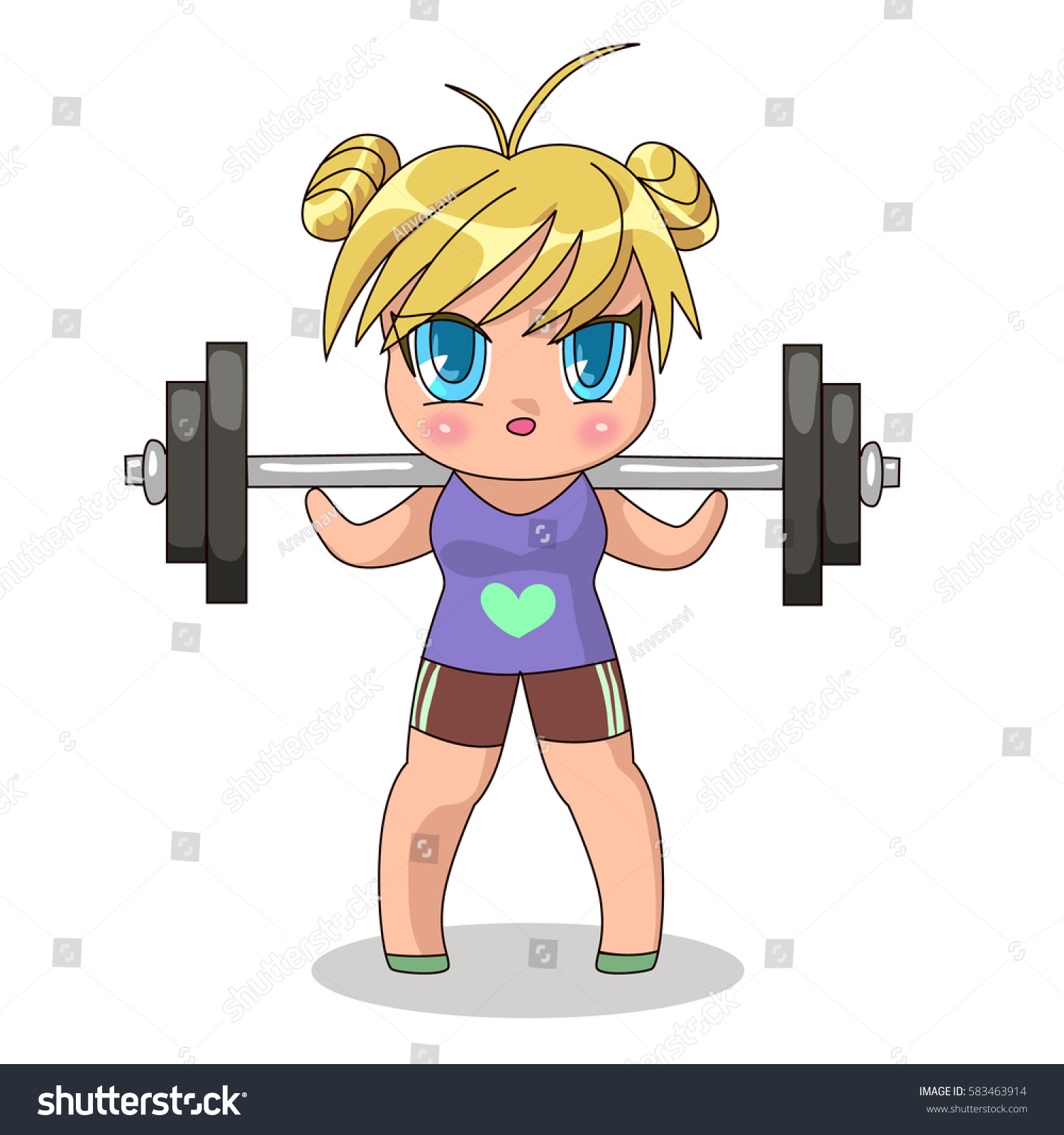 Chibi Girl Go Sports Young Purposeful Stock Vector (Royalty Free ...