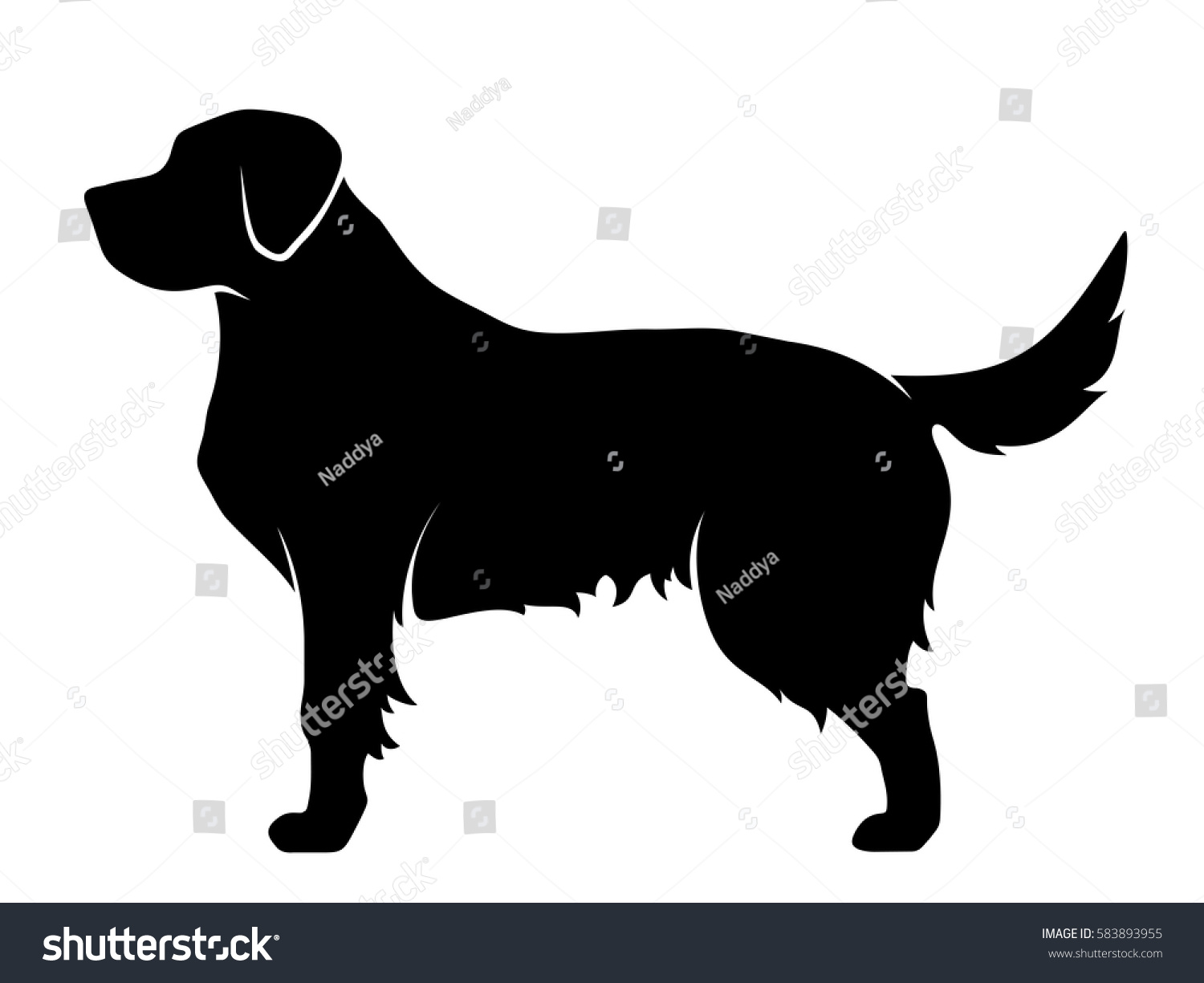 Vector Black Silhouette Dog Isolated On Stock Vector (Royalty Free ...