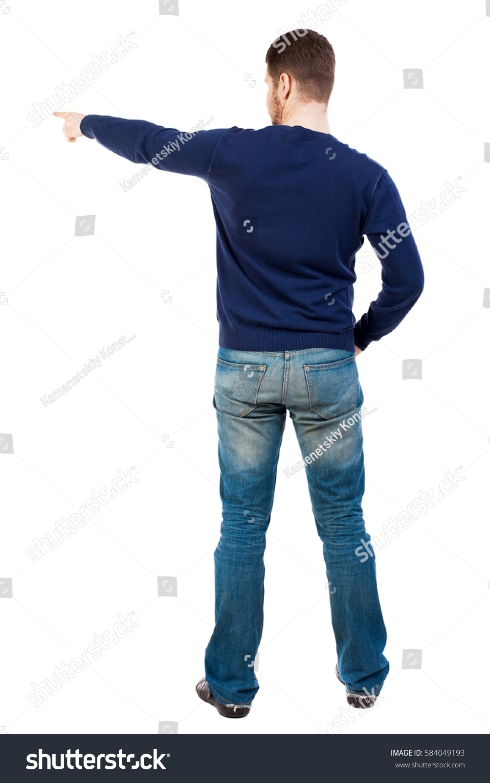 Back View Pointing Young Men Jeans Stock Photo 584049193 | Shutterstock