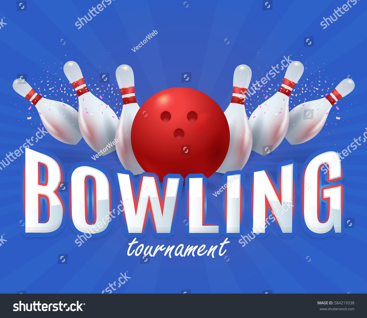 Bowling Poster Vector Colorful Background Bowl Stock Vector (Royalty ...