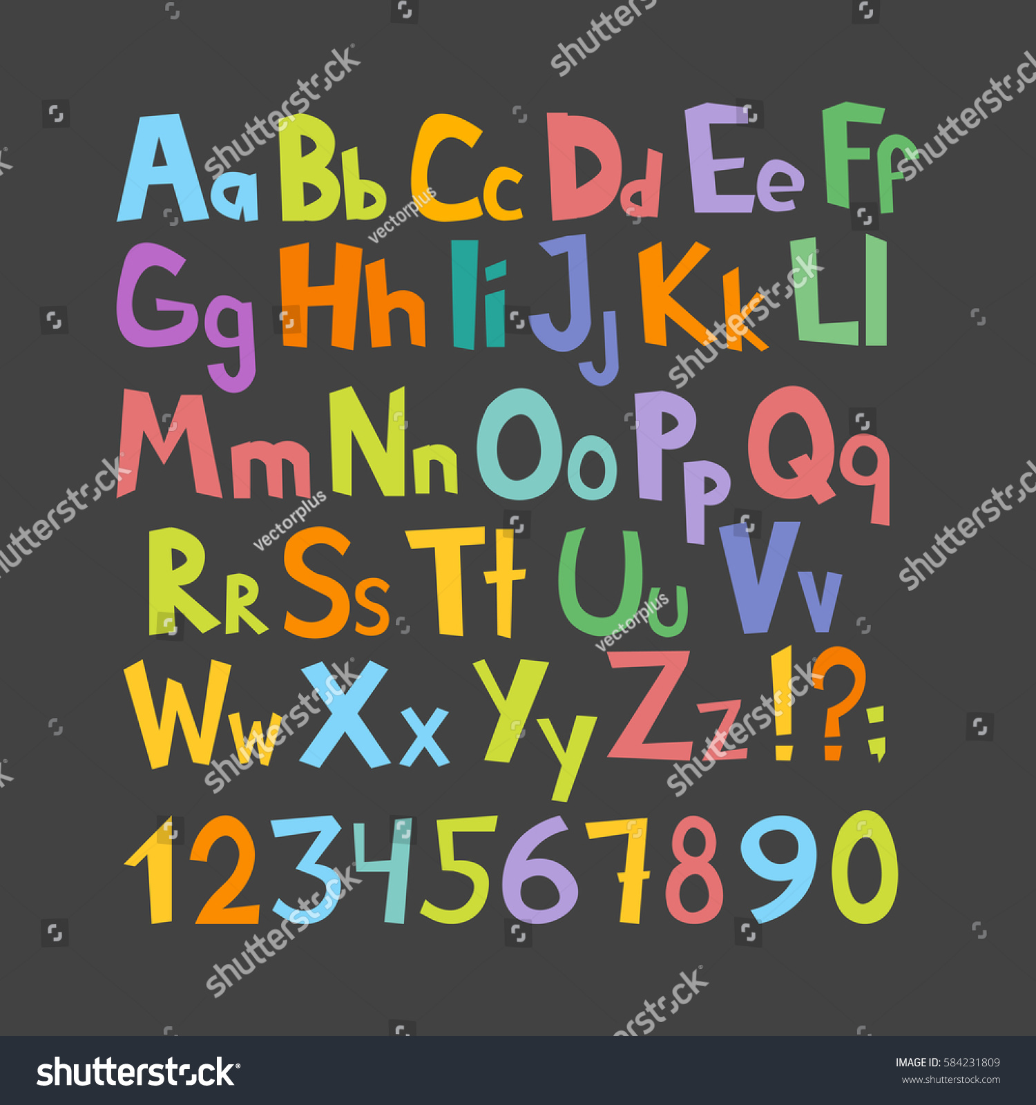 Funny Comics Font Hand Drawn Colorful Stock Vector (Royalty Free ...