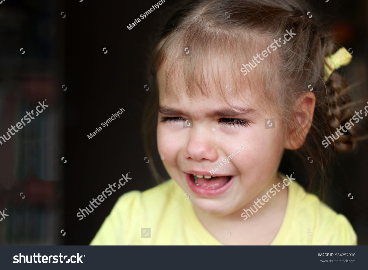 Cute Preschooler Blond Girl Crying Looking Stock Photo 584257906 ...