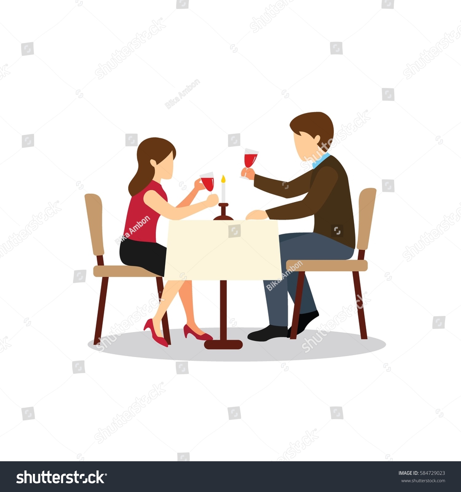 Candle Light Dinner Vector Illustration Stock Vector (Royalty Free ...