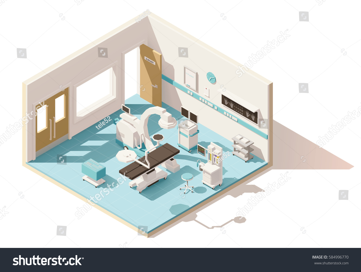 Vector Isometric Low Poly Hospital Operating Stock Vector (Royalty Free ...