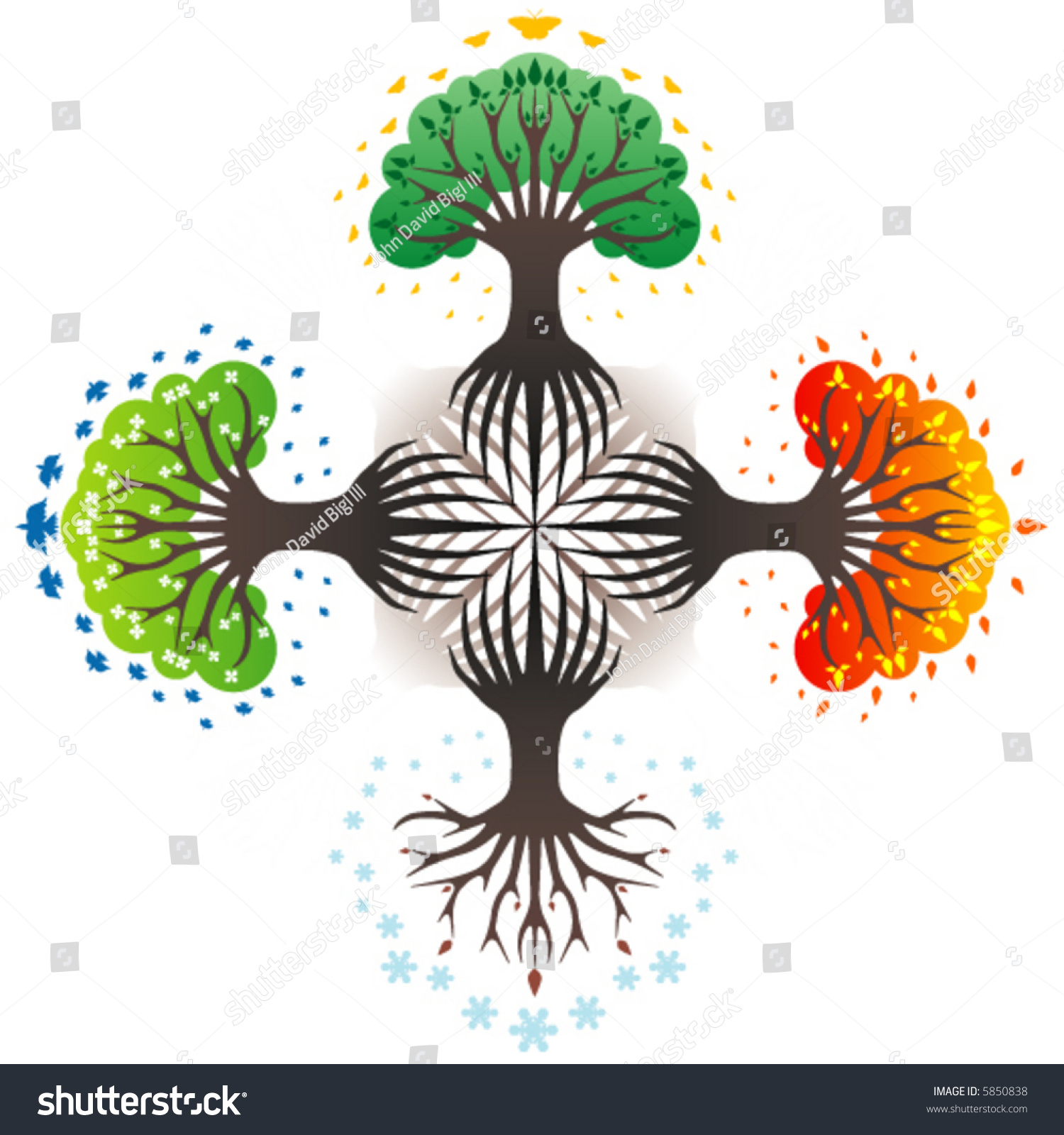 Trees Depicting Four Seasons Stock Vector Royalty Free 5850838