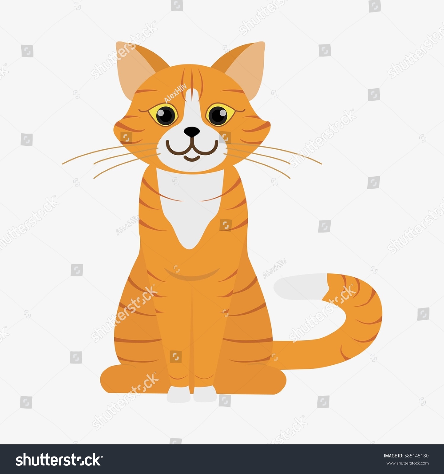 Red Cat Green Eyes Cartoon Character Stock Vector (Royalty Free ...