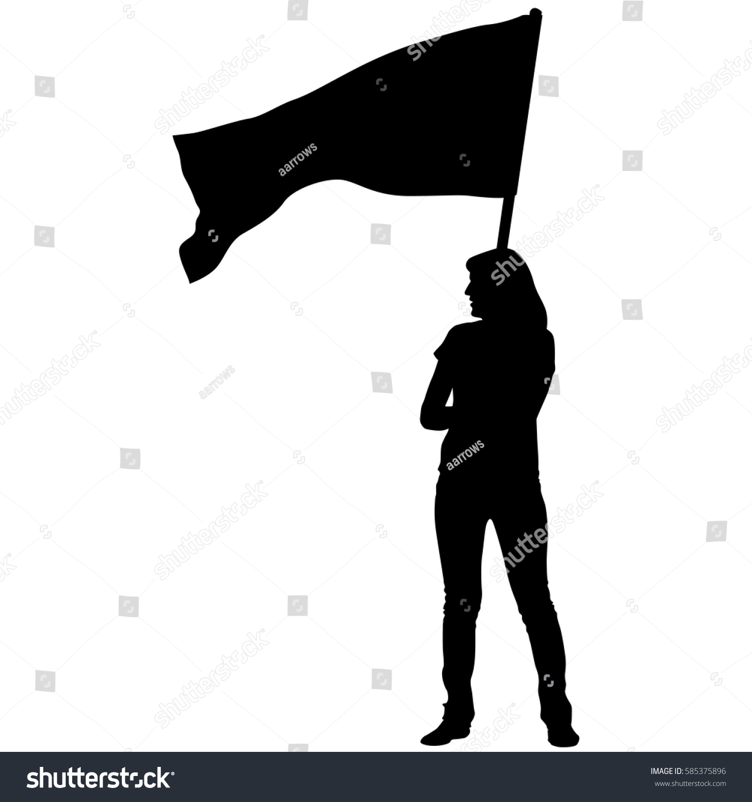 Black Silhouettes Woman Flags On White Stock Vector (Royalty Free ...