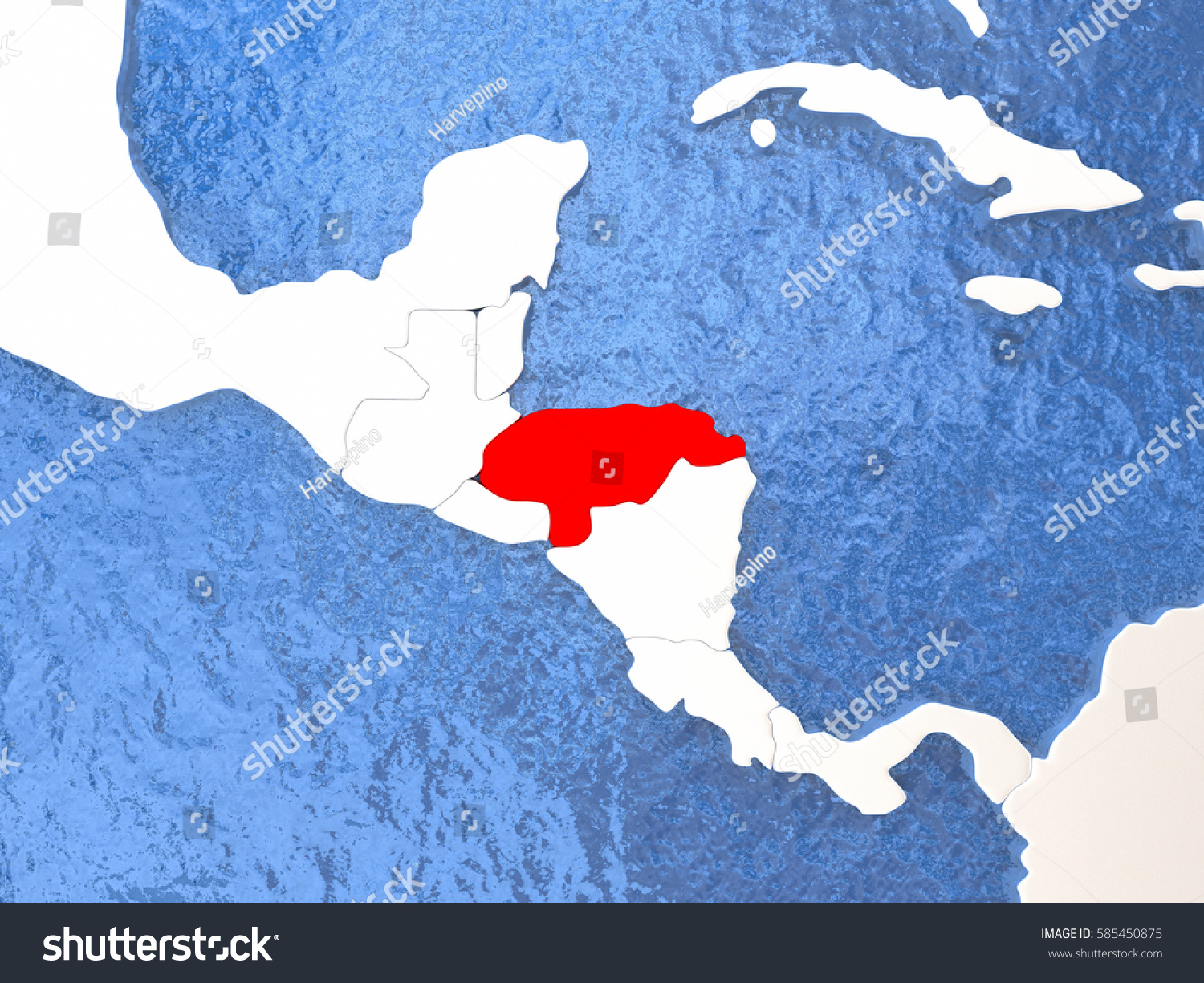 Political Map Honduras Red D Illustration Stock Illustration Shutterstock