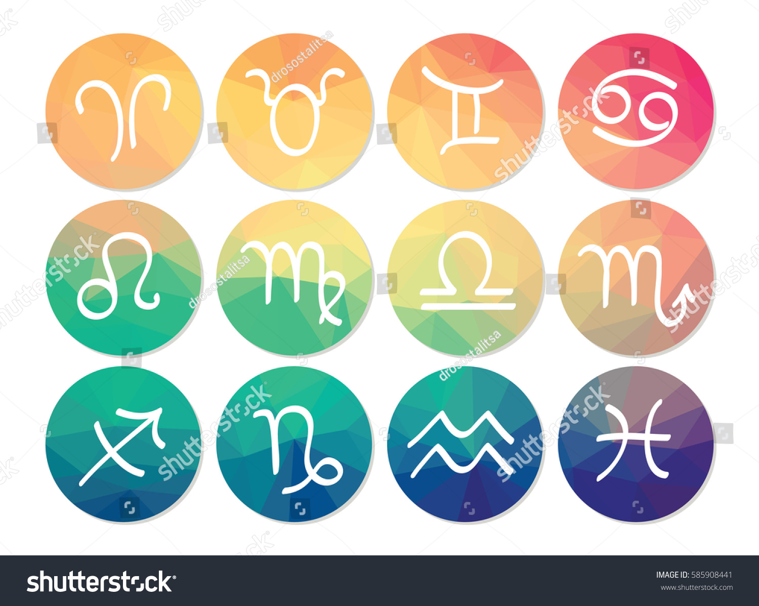 Astrology Symbols Round Rainbow Low Poly Stock Vector (Royalty Free ...