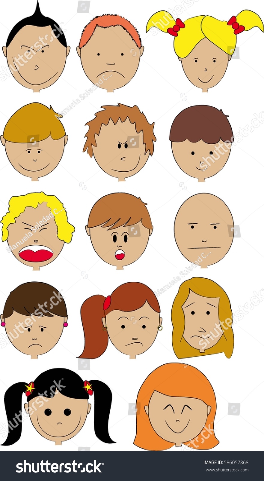 Different Faces Cartoon Vector Drawing Stock Vector (Royalty Free ...