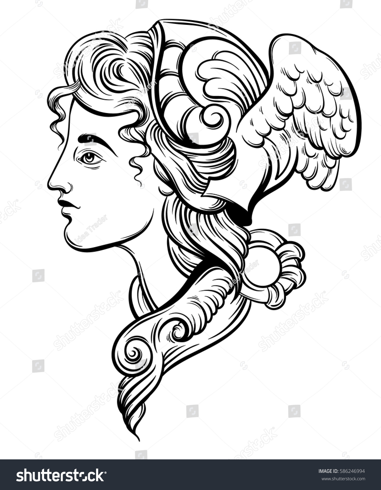 Vector Illustration Hermes Hand Drawn Artwork Stock Vector (Royalty ...