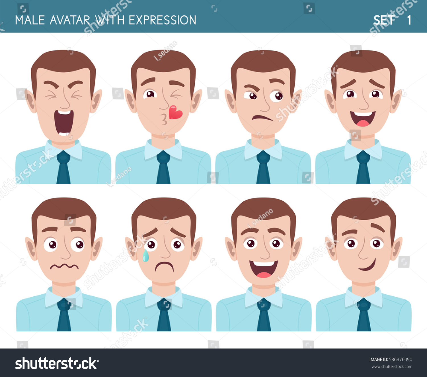 Set Male Facial Emotions Male Cartoon Stock Vector (Royalty Free ...