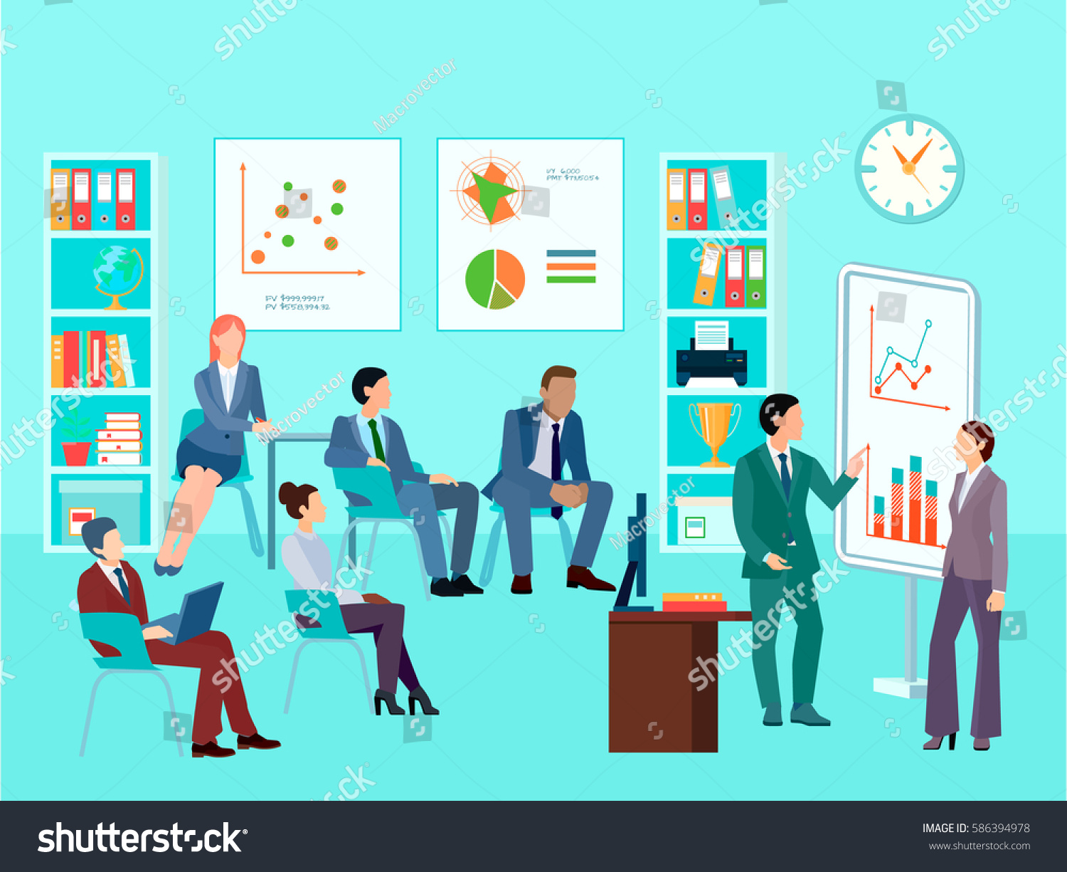 Statistics Analytics Business Worker Characters Meeting Stock Vector ...