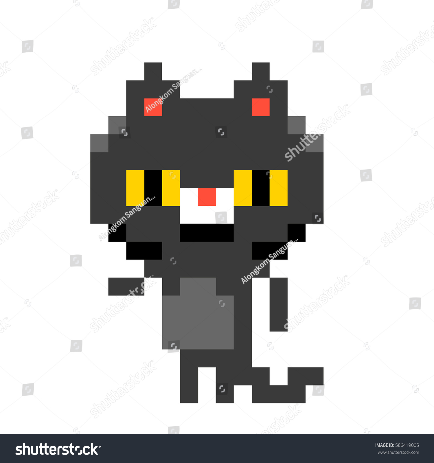 Vector Pixels Cat Standing Standing Cat Stock Vector (Royalty Free ...