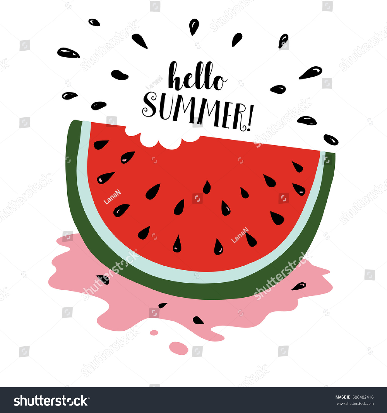 Summer Watermelon Slice Bite Taken Off Stock Vector (Royalty Free ...