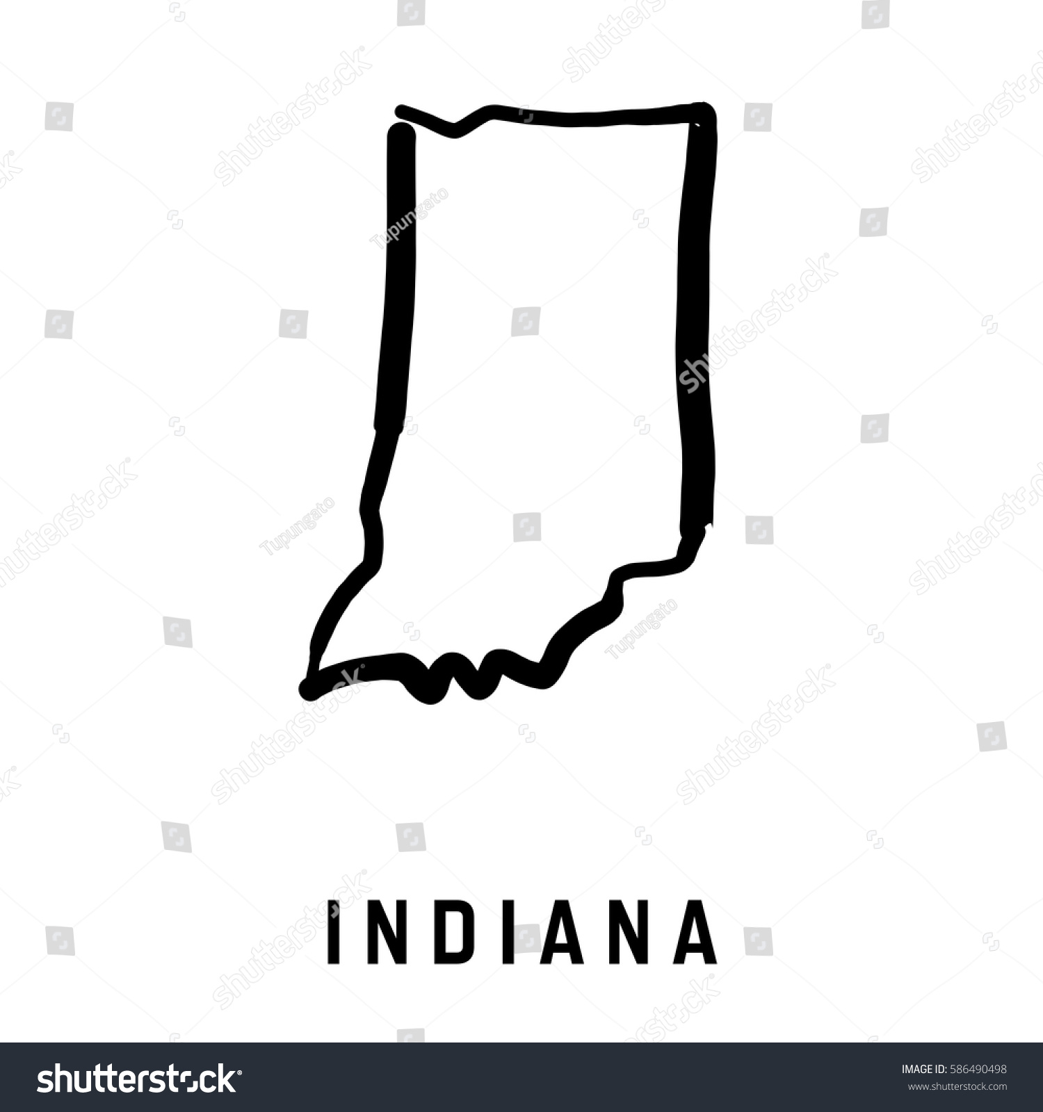 Indiana State Map Outline Smooth Simplified Stock Vector (Royalty Free ...